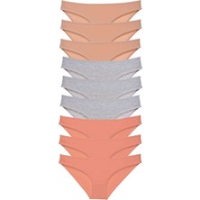 9 Adet Süper Eko Set Likralı Kadın Slip Külot Ten Gri Pudra