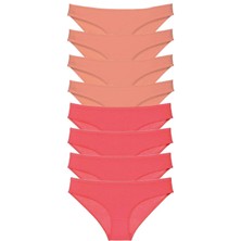 8 Adet Eko Set Likralı Kadın Slip Külot Pudra Fuşya