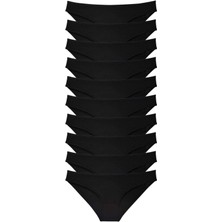 10 Adet Süper Eko Set Likralı Kadın Slip Külot Siyah