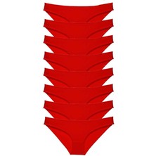 8 Adet Süper Eko Set Likralı Kadın Slip Külot Kırmızı