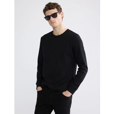 LC Waikiki Lcwaıkıkı Classic Siyah Bisiklet Yaka Erkek Kalın Sweatshirt