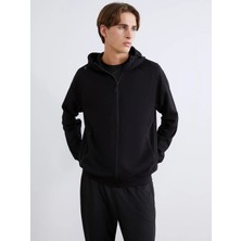 LC Waikiki Xsıde Actıve Siyah Kapüşonlu Uzun Kollu Erkek Sweatshirt