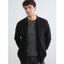 LC Waikiki Lc Waıkıkı Siyah Kolej Yaka Erkek Fermuarlı Sweatshirt