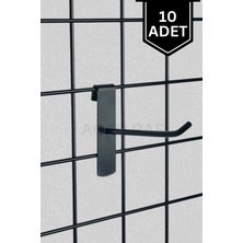 PremiumPort Siyah Tel Pano Kancası 10'lu, 10 Cm, Raf ve Tel Askısı, Dayanıklı ve Çok Amaçlı