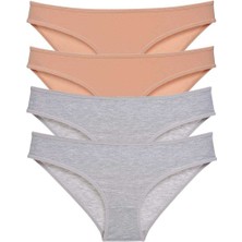 4 Adet Süper Eko Set Likralı Kadın Slip Külot Ten Gri