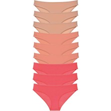 9 Adet Süper Eko Set Likralı Kadın Slip Külot Ten Pudra Fuşya