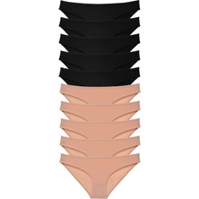 10 Adet Süper Eko Set Likralı Kadın Slip Külot Siyah Ten