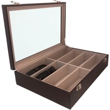 PremiumPort 8'li Kahve Kroko Gözlük Kutusu Seti, Şık ve Pratik Saklama Çözümü