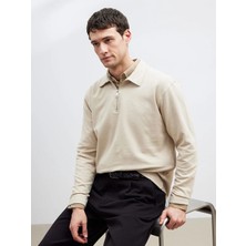 LC Waikiki Lcw Vision Bej Polo Yaka Erkek Sweatshirt