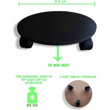 PremiumPort Çok Amaçlı Mdf Tekerlekli Damacana, Saksı ve Tüp Taşıma Standı 31,5 cm