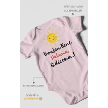 Morivo Kids Bırakın Beni Halama Gidicemm Baskılı Bebek Zıbını – Çıtçıtlı Body | %100 Pamuk Kısa Kol