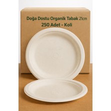 Ekolojik Ambalaj Doğa Dostu Organik Mısır Nişastası Tabak 21 cm 250 Adet - Koli
