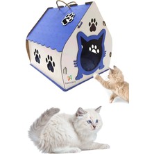 Feyza Design Rahat ve Şık Ahşap Kedi Evi, Peluş Minderli Yuva, Evcil Hayvan Konforu