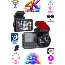 Venas Geniş Açı 4K Ön ve Arka 2k Ultra Hd 2 Kameralı Wifi Hafıza Kartına Kayıtlı Araç Kamerası