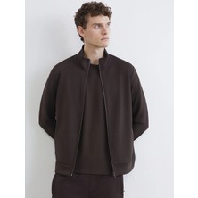 LC Waikiki Southblue Kahverengi Dik Yaka Erkek Fermuarlı Sweatshirt