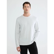 LC Waikiki Lcwaıkıkı Classic Gri Bisiklet Yaka Erkek Sweatshirt
