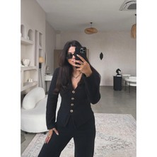 Siyah Selanik Triko Zr Model Hırka Pantolon Takım