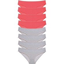 8 Adet Süper Eko Set Likralı Kadın Slip Külot Fuşya Gri