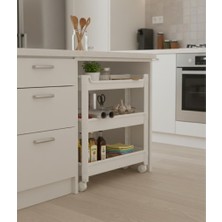 Okyanus Home 3 Katlı Tekerlekli Banyo-Mutfak Düzenleyici Beyaz