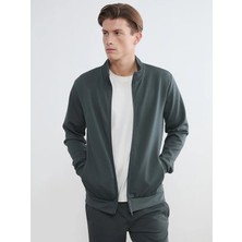 LC Waikiki Southblue Gri Dik Yaka Erkek Fermuarlı Sweatshirt