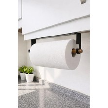 Ardini Jumbo ve Dev Rulo Kağıt Havluluk Yapışkanlı ve Vidalı Şerit, Kancalı Ağaç Çubuklu Model Mat Siyah Rengi