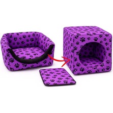 Feyza Design Sarı Renkli Çok Fonksiyonlu Kedi ve Köpek Yatağı 40X40X40 cm