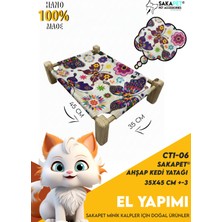 Feyza Design Doğal Ahşap Kedi Yatak Yumuşak ve Rahat Uyku Alanı