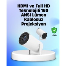 Teknodayım Teknolojik 4K Uyumlu 130 Inç Full Hd Projeksiyon Cihazı ve Kablosuz Aktarım Özelliği Seri 2026