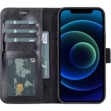 Gp Iguana Apple iPhone 13 Pro Uyumlu Deri Cüzdanlı Kılıf Siyah