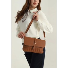 Clodi Kadın Taba Kapitone Omuz Çantası - Kilit Detaylı Şık Kol Çantası - Mıknatıs Kapaklı Günlük Çanta