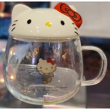 Ada Çanta Kırtasiye Hello Kitty Figürlü Kapaklı Cam Bardak Kupa AD98925