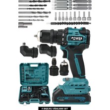 Power Black 21 V ve Çok Foksiyonlu 4 Başlıklı Bits Uç Girişli Matkap