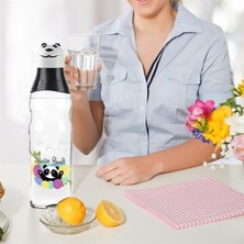 Sevimli Panda Tasarımlı Cam Suluk  Sızdırmaz 1000 ml