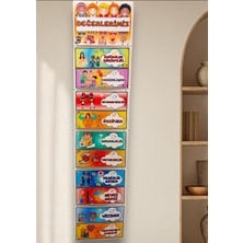 Kozalak Tasarım Değerlerimiz Afişi Okul ve Sınıflar Için Pvc Kaplı 6 Parça Afiş 30*130 cm