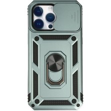 Huly  iPhone 14 Pro Kılıf Pars Lens Yüzüklü Silikon - Yeşil Hub