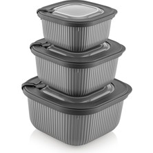 Soft Chef 3'lü Saklama Kabı Mikrodalgaya Uygun (Gri / Mavi / Krem /yeşil)
