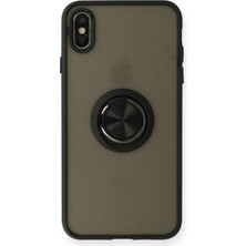 Huly  iPhone Xs Max Kılıf Montreal Yüzüklü Silikon Kapak - Siyah Hub