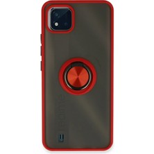 Huly  Realme C11 2021 Kılıf Montreal Yüzüklü Silikon Kapak - Kırmızı Hub