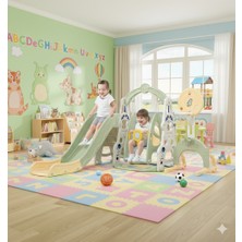 Evaro 7'si 1 Arada Çok Fonksiyonlu Çocuk Oyun Set Basketbol, Salıncak, Kaydırak, Futbol Kalesi  Atış Yeri