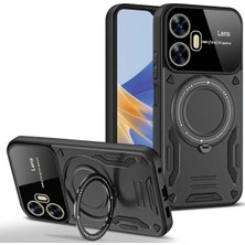 Huly  Realme C55 Kılıf Joy Lens Standlı Kapak - Siyah Hub