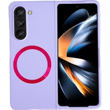 Huly  Samsung Galaxy Z Fold 5 Kılıf Mata Fold Kapak - Lila Hub