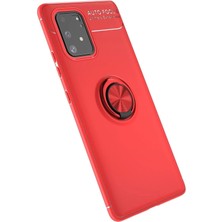 Huly  Samsung Galaxy A91 / S10 Lite Kılıf Range Yüzüklü Silikon - Kırmızı Hub