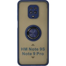 Huly  Xiaomi Redmi Note 9 Pro Kılıf Montreal Yüzüklü Silikon Kapak - Lacivert Hub