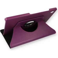 Huly  Samsung Galaxy X200 Tab A8 10.5 Kılıf 360 Tablet Deri Kılıf - Mürdüm Hub