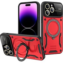 Huly  iPhone 16 Pro Max Kılıf Joy Lens Standlı Kapak - Kırmızı Hub