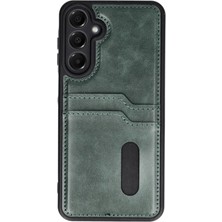 Huly  Samsung Galaxy A25 5g Kılıf Sara Kartvizitli Deri Kılıf - Koyu Yeşil Hub