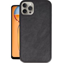 Huly  iPhone 15 Pro Kılıf Aras Deri Kapak - Siyah Hub