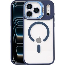 Huly  Apple iPhone 17 Pro Max Remim Lensli Magsafe Standlı Kapak - Lacivert Hub