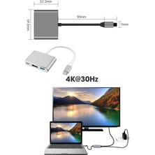 Gampus 3'ü 1 Arada Type-C Çoklayıcı 5gbps Yüksek Hızlı USB Hub Adaptörü Type-C Görüntü Çoğaltma Aparatı