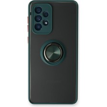 Huly  Samsung Galaxy A73 5g Kılıf Montreal Yüzüklü Silikon Kapak - Yeşil Hub